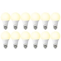 LED Light Bulbs, 60 Watt Equivalent LED Bulbs A19, 2700K Soft White, 800 Lumens, E26 Standard Base, Non-Dimmable, 8.5W Warm White LED Bulbs for Bedroom Living Room, 12 Pack