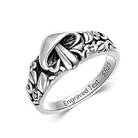 925 Sterling Silver Vintage Gothic Ring Mushroom Butterfly Leaf Ring Y2K Ring Retro Flower Leaf Ring Birthday Jewelry Gift for Women Men Girls Size 6-10