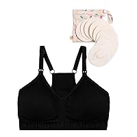 Kindred Bravely Hands Free Busty Pumping Sports Bra (Black, Small-Busty) & Organic Washable Breast Pads Bundle