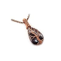 Hematite Gemstone Necklace, Tree of Life Necklace, Gemstone Necklace Jewelry, Copper Wire Wrapped Jewelry