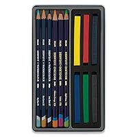 Derwent Colored Pencils, Watercolor, Water Color Pencils, Drawing, Art, Metal Tin, 12 Count (0700303),Blue