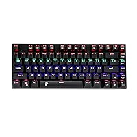HUO JI 75% Mechanical Gaming Keyboard, with Blue Switches - Clicky, Rainbow LED Backlit, Metal Panel, USB Wired Compact 81 Keys for PC/Mac, Black
