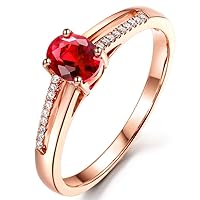 Purity Ring for Women Natural Ruby Gemstone Wedding Engagement Diamond Bridal 14K Rose Gold Band Ring Set