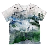 Watercolor Deer in The Mist All Over Toddler T Shirt
