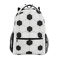 ALAZA Football Soccer Ball White and Black Geometric Backpack Purse with Multiple Pockets Name Card Personalized Travel Laptop School Book Bag, Size S/16 inch