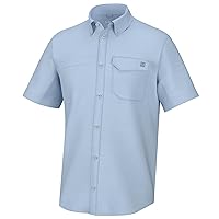 HUK Tide Point Solid Short Sleeve Shirt, Button Down for Men