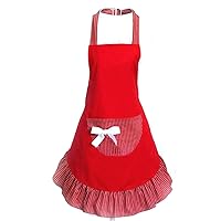 Hyzrz Cute Girls Bowknot Funny Aprons Kitchen Restaurant Women's Cake Apron with Pocket