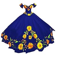 Mollybridal 2024 Modest Sunflower Embroidered Ball Gown Quinceanera Dresses Charro Off Shoulder Prom Sweet 15 Dress
