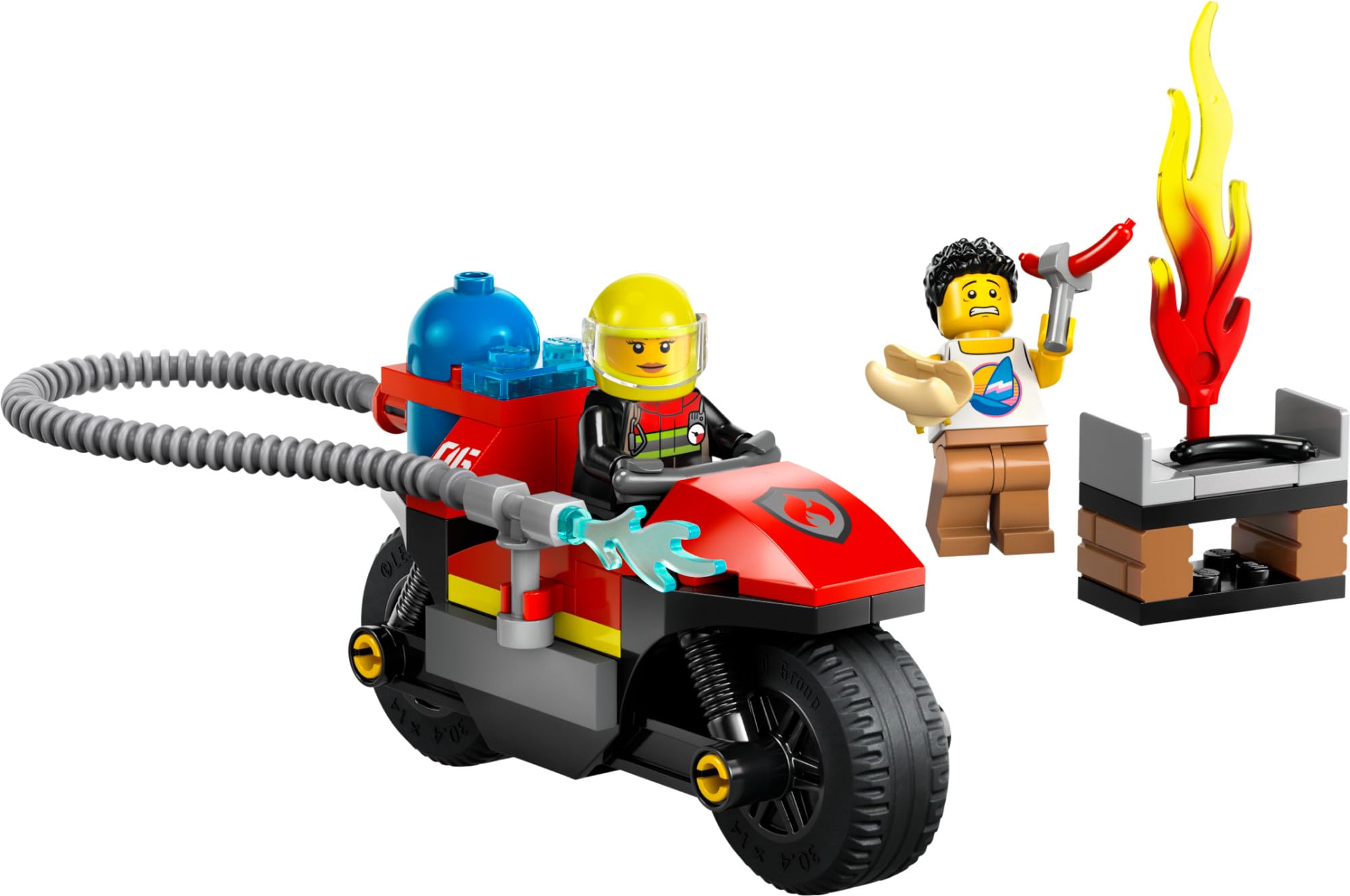 LEGO City Fire Rescue Motorcycle Firefighter Toy Playset for Kids Ages 4 and Up, Includes a Motorcycle Toy and 2 Minifigures, Fun Gift Idea or Pretend Play Toy for Boys and Girls, 60410
