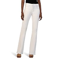 KUT from the Kloth Women's Ana High-Rise Fab Ab Flare-Baby Dn All Over in Optic White