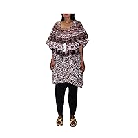 Women's Long Cotton Kaftan Animal Print Beach Gown Hippie Indian Boho Kimono Sleeves Caftan Maxi Plus Size
