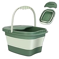 Beyoung Collapsible Foot Bath Basin with Handle and Phone Placement Slot, Foot Massager Bucket with Massage Acupoints, Great for Relaxation and Pain Relief Home Spa Treatment (Green)