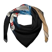 Bowling Game Strike Rot Square Head Scarves Neck Scarf Hair Wraps Silk Feeling Wrapping for Women 27