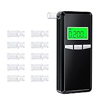 Breathalyzer,Upgrade Professional-Grade Accuracy Alcohol Tester with Digital Blue LCD Display for Home or Party Use with 10 Mouthpieces