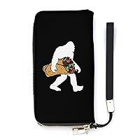 Funny Bigfoot Carrying Taco Novelty Wallet with Wrist Strap Long Cellphone Purse Large Capacity Handbag Wristlet Clutch Wallets