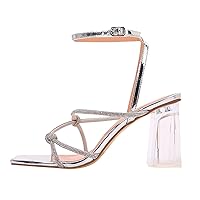 Comfortable Sandals For Women Flip Flop Sandals Crystal Rhinestone Diamond Open Toe Stiletto High Pumps Women Ladies