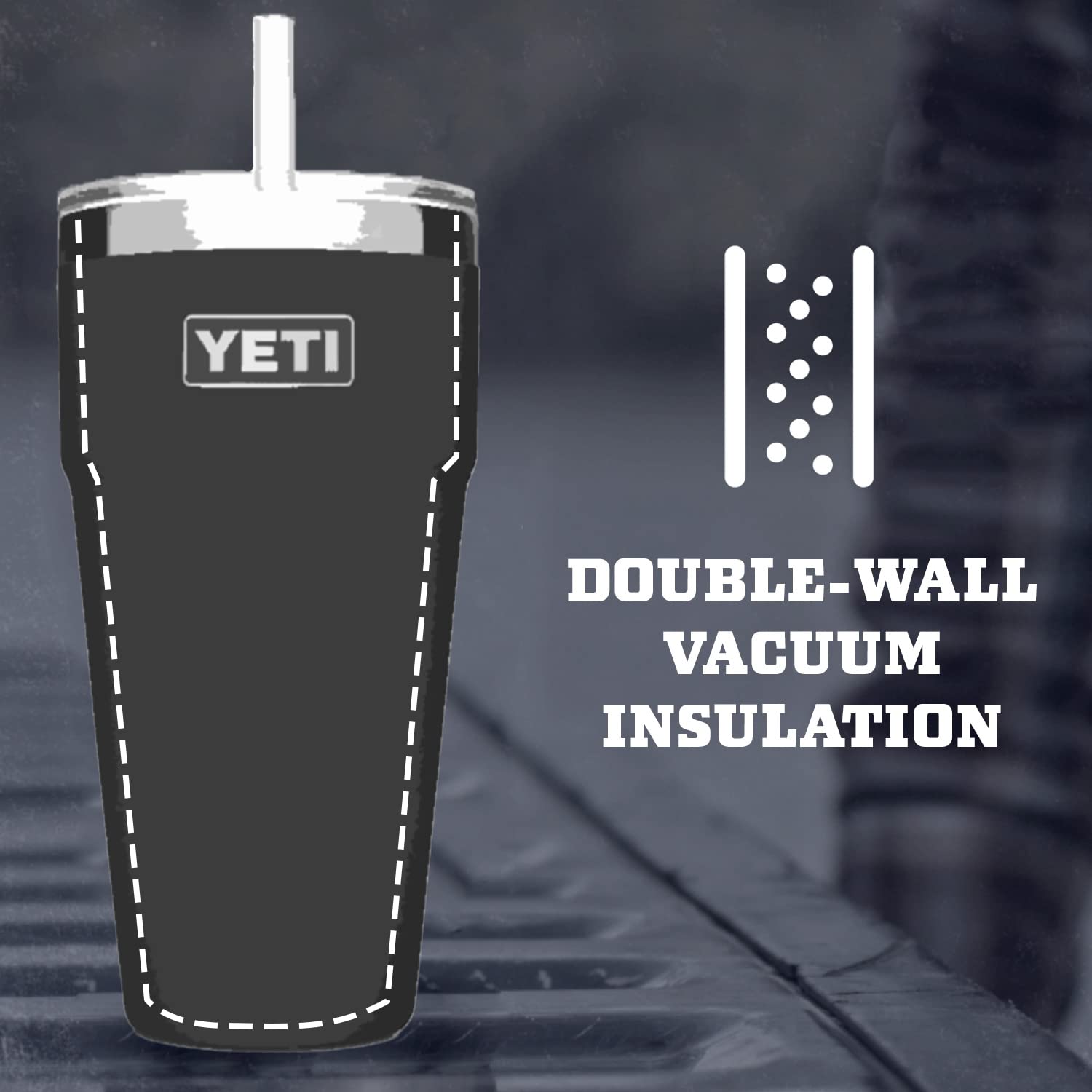 YETI Rambler 26 oz Straw Cup, Vacuum Insulated, Stainless Steel with Straw Lid, Navy