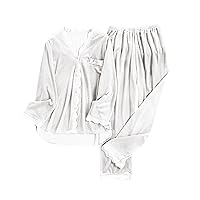 Comfy Velvet Pajama Sets Women Lace Trim 2 Piece Outfits Sleepwear Button Down Long Sleeve Shirts & Pants Loungewear