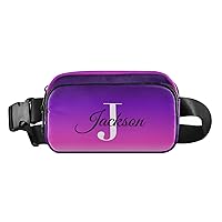 Purple Gradient Custom Fanny Pack Everywhere Belt Bag Personalized Fanny Packs for Women Men Crossbody Bags Fashion Waist Packs Bag with Adjustable Strap for Outdoors Travel Shopping