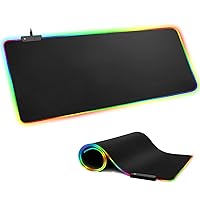 BZseed RGB Gaming Mouse Pad Extended Large LED Mouse Pad Anti-Slip Base Computer Keyboard Mouse Mat for Gaming Computer/Laptops/Office Desk (‎35.5 x 15.7 x 0.2 in, Black)
