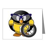 Note Cards (10 Pack) Little Round Penguin - Cyclist in Yellow Jersey
