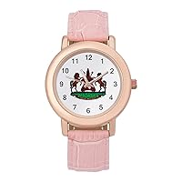 Coat of Arms of Lesotho Fashion Leather Strap Women's Watches Easy Read Quartz Wrist Watch Gift for Ladies