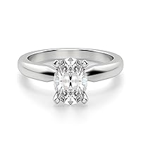 Riya Gems 2.10 CT Oval Cut Colorless Moissanite Engagement Ring Wedding/Bridal Rings, Diamond Ring, Anniversary Solitaire Halo Accented Promise Vintage Antique Gold Silver Rings for Gift