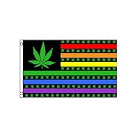 Marijuana Leaf Weed Rainbow Gay Lesbian Pride USA 3x5 Feet Flag by