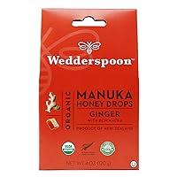 Organic Manuka Honey Drops, Ginger & Echinacea, 20 Count (Pack of 1) | Genuine New Zealand Honey | Perfect Remedy For Dry Throats