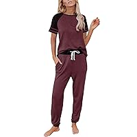 Bedtime Slippers for Girls Womens Pajamas Set Short Sleeve Sleepwear Tops With Long Pants Set Little Girl Fuzzy