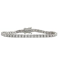 4.8 Carat Natural Diamond (F-G Color, VS1-VS2 Clarity) 14K White Gold Luxury Tennis Bracelet for Women Exclusively Handcrafted in USA