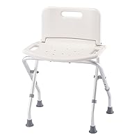 Folding Bath Seat with Back Support, Portable Shower Bench, Rubber Tips, High-Density Polyethylene, White – Overall Bench Seat Measures 17 ½ Inches x 11 Inches, Supports Up to 300 Pounds