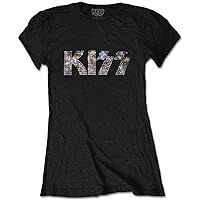 KISS Official Logo Diamante Skinny T Shirt (Black) - Small