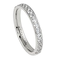 3mm Titanium Ring Wedding Bands for Men and Women Personalized Titanium Ring Half Eternity Cz Titanium Ring Comfort Fit Sizes 4-9 TRB360