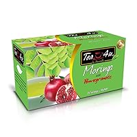 Tea4U Moringa Oleifera Flavored Energy Tea (Pomegranate) | With Freshness Flavourful Blended Distinct Flavors - 25 Count Sealed Tea Bags