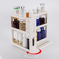 Medicine Organizer 2 Three-Decker Shelves Cabinet Storage Rack Organizer for Holding Vitamins, Supplements Cosmetics 10.82”H x 5.82”W x 10.43”D (Creamy White)