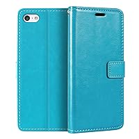 iPhone 5C Wallet Case, Premium PU Leather Magnetic Flip Case Cover with Card Holder and Kickstand for iPhone 5C Sky Blue