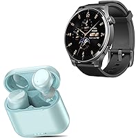 TOZO S5 Smartwatch (Answer/Make Calls) Sport Mode Fitness Watch, Black + T6mini Wireless Bluetooth in-Ear Headphones Blue