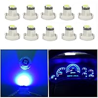 WLJH 10x Blue T3 Neo Wedge Led 3030 SMD Chip 8mm Base Car Instrument Cluster Light Dashboard Gauge HVAC AC Heater Climate Control Lamps Switch Indication Interior Bulb Replacement