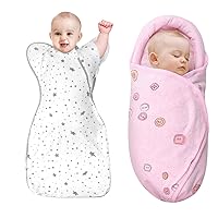 Newborn Swaddle Blanket & Sleep Sack with Arms Up Design Help Baby Self-Soothing, Transitions to Arms-Free Wearable Sleeping Bag Snug Fit Calms Startle Reflex, 3-6 Months