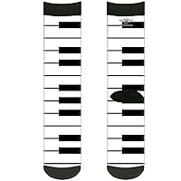 Buckle-Down Unisex-Adult's Socks Piano Keys Crew, Multicolor