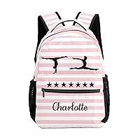 Gymnastic Woman Striped Star Personalized Kids Backpack for Boy/Girl Teen Primary School Daypack Travel Bag Bookbag