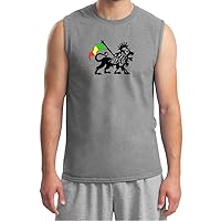 Mens Rasta Lion Sports Grey Muscle Shirt