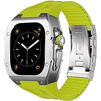 SCRUBY Luxury Titanium Alloy Watch Case, Fluororubber Watch Band for Apple Watch Ultra 2 49mm Sport Watch Band Mod Kit for iWatch 49mm Replacement Accessories