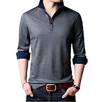 Men Fashion Polo Shirt Casual Long Sleeve Polo Shirts Solid Slim Fit Male Tops Tees