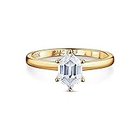 ISAAC WOLF Lab Created 10k Solid Gold Prismatic Hexagon Brillant Cut 2 Carat Moissanite Diamond Ring in White, Yellow OR Rose GOLD