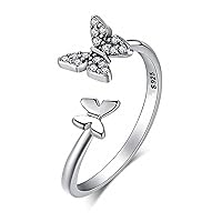 925 Sterling Silver Dazzling CZ Butterfly Open Finger Ring for Women Sterling Silver Jewelry Gift