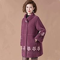 Women's Single-Breasted Pea Coat - Mother Winter Warm Fleece Coat, Autumn Mink Fleece Mid-Length Plus Size Jacket F