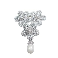 TTjewelry Zircon Clear Crystal Luxurious Bride 3 Flower Wedding Penant Brooch Pin Bridesmaid Jewelry