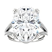 Riya Gems 10 CT Oval Moissanite Engagement Ring Colorless Wedding Bridal Solitaire Halo Bazel Style Solid Sterling Silver 10K 14K 18K Solid Gold Promise Ring Gift for Her